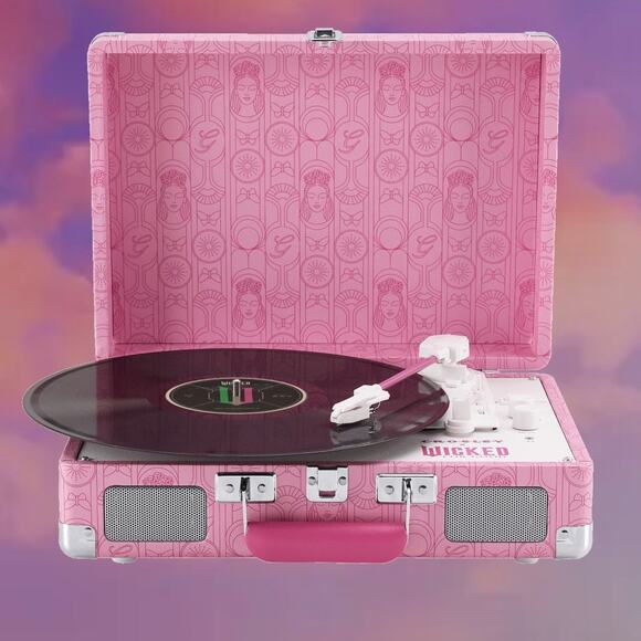 🩷💚 NWT Crosley x Wicked For Good Cruiser Plus Record Player Pink Limited Edition - Picture 2 of 5
